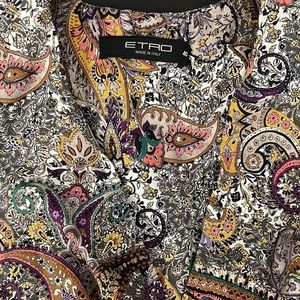 Etro itallian silk dress size 2 40 paisley brown beige s small